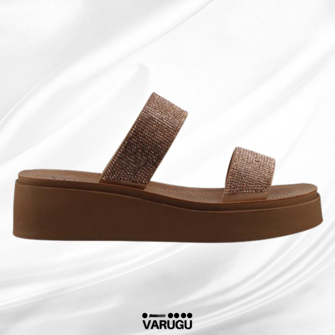 Sandalias color oro rosado con suela ligera