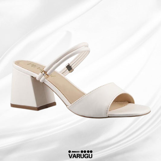 Zapatillas latte tacón grueso bajo
