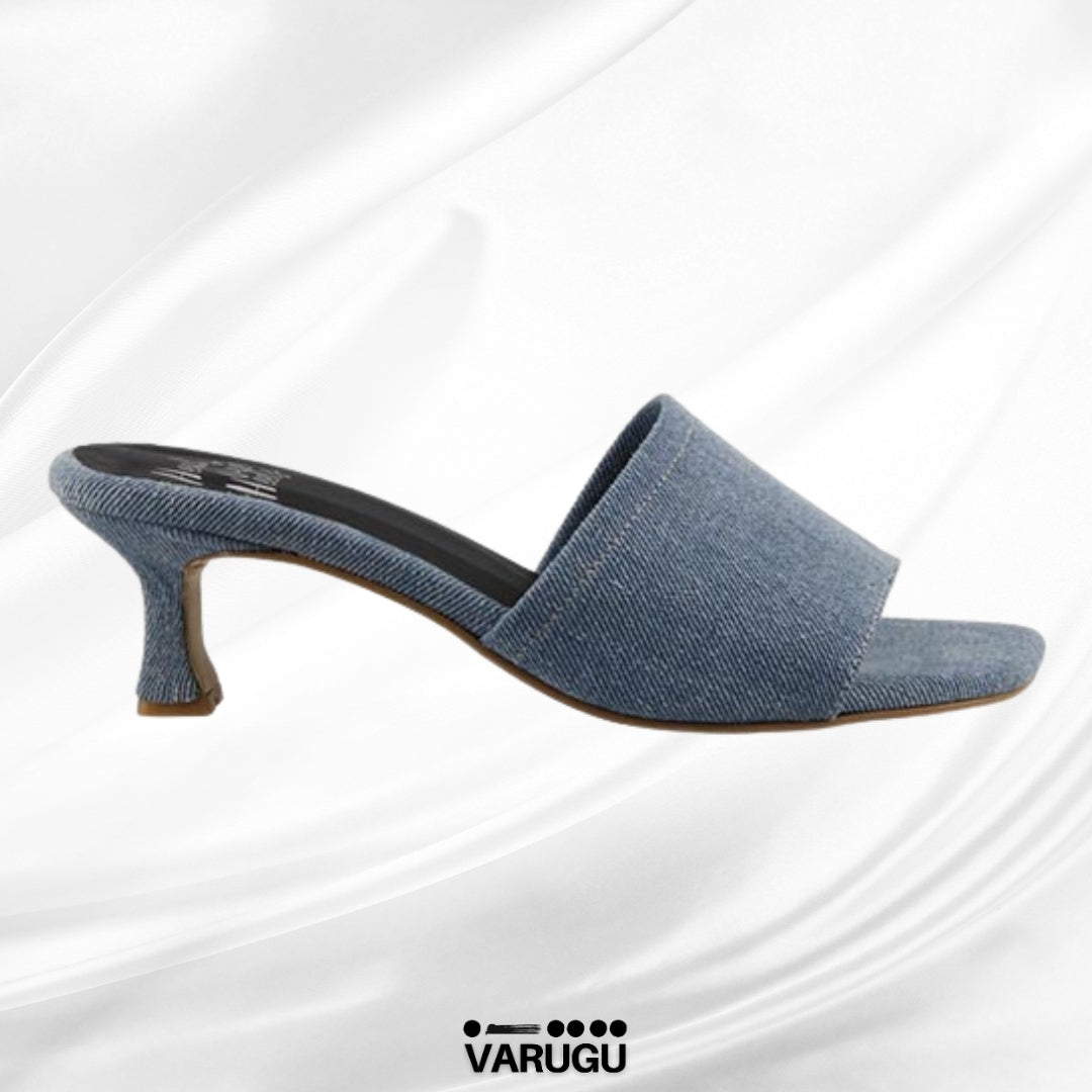 Zapatillas diseño mezcilla tacón delgado