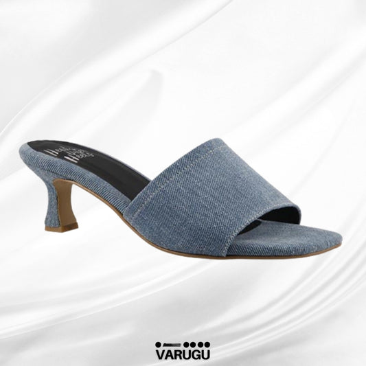 Zapatillas diseño mezcilla tacón delgado