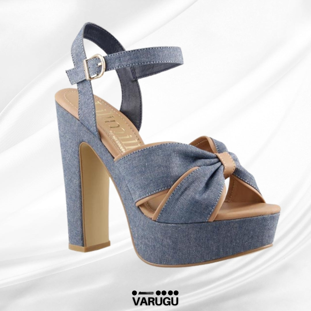 Zapatillas azul mezclilla con café altas