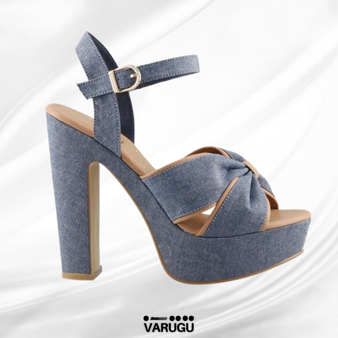 Zapatillas azul mezclilla con café altas