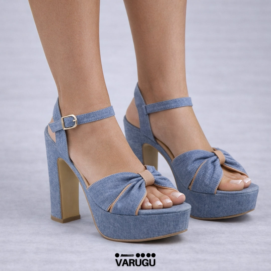 Zapatillas azul mezclilla con café altas