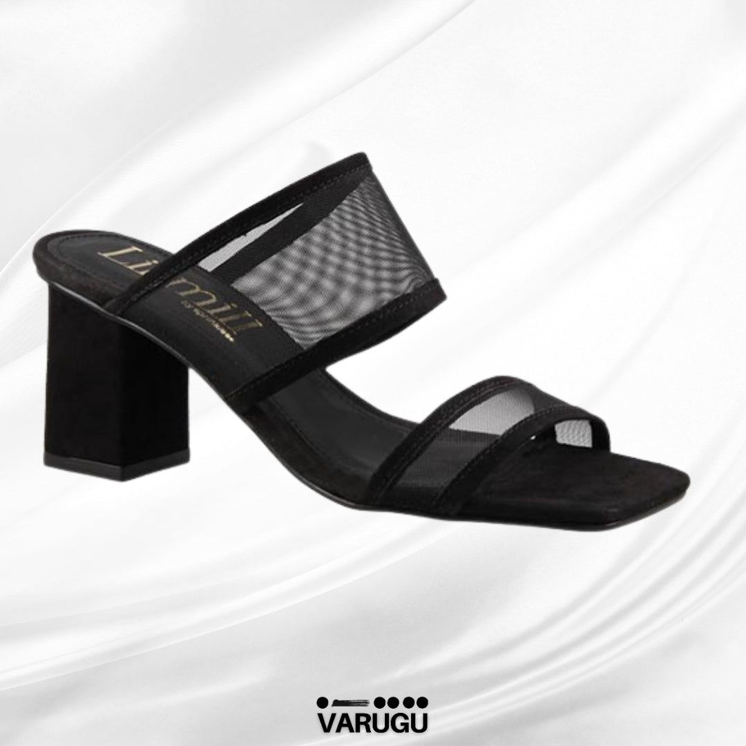 Zapatillas negras tira transparente