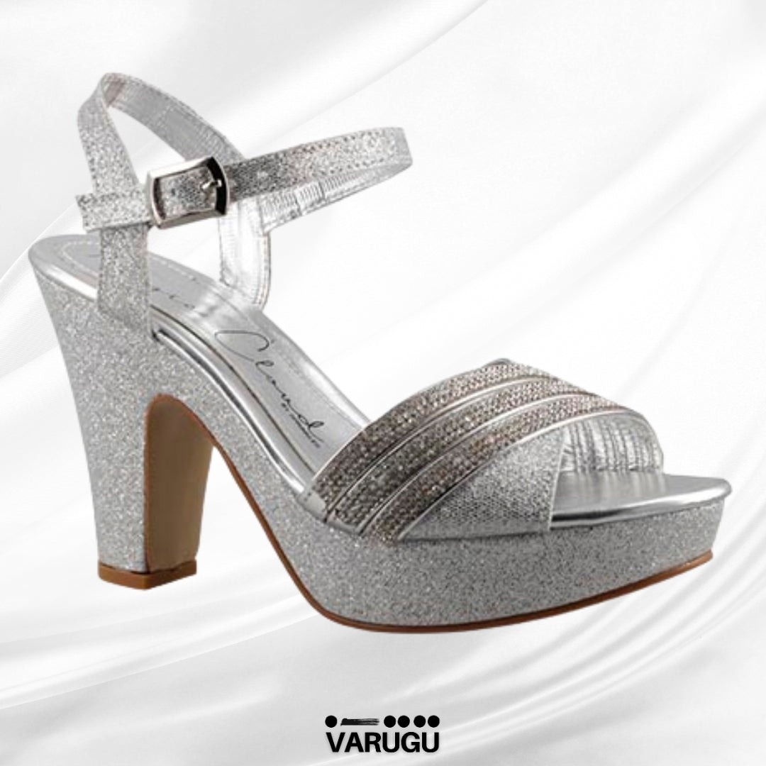 Zapatillas altas plateadas y brillantes