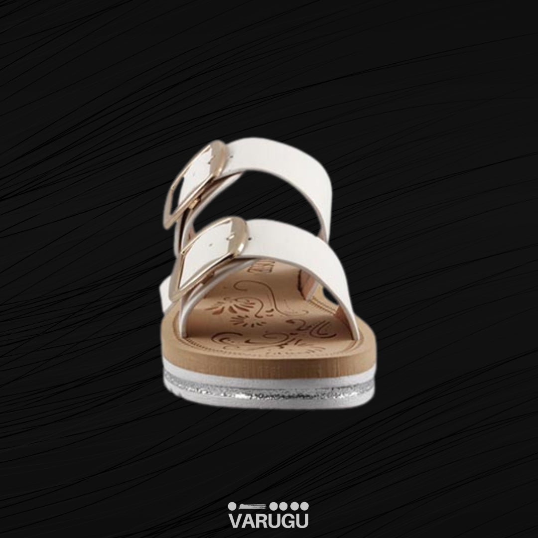 Sandalias blancas con doble hebilla frontal