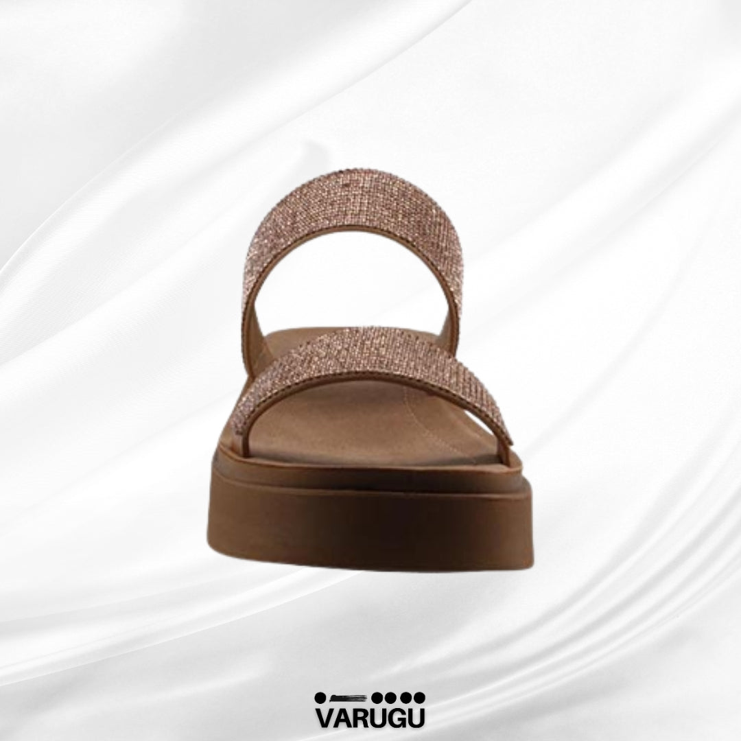 Sandalias color oro rosado con suela ligera
