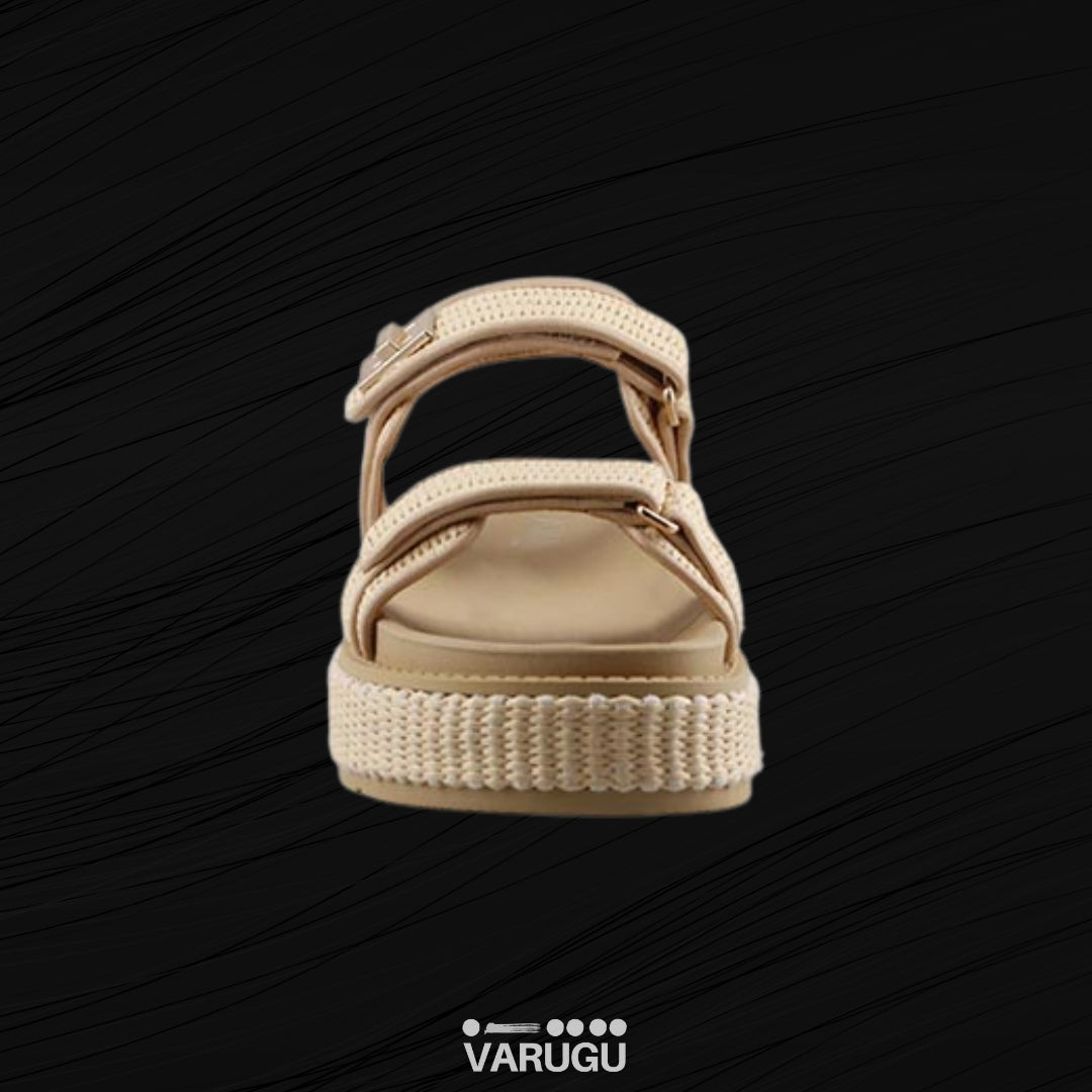 Sandalias color rafia natural con cintas ajustables y plegables
