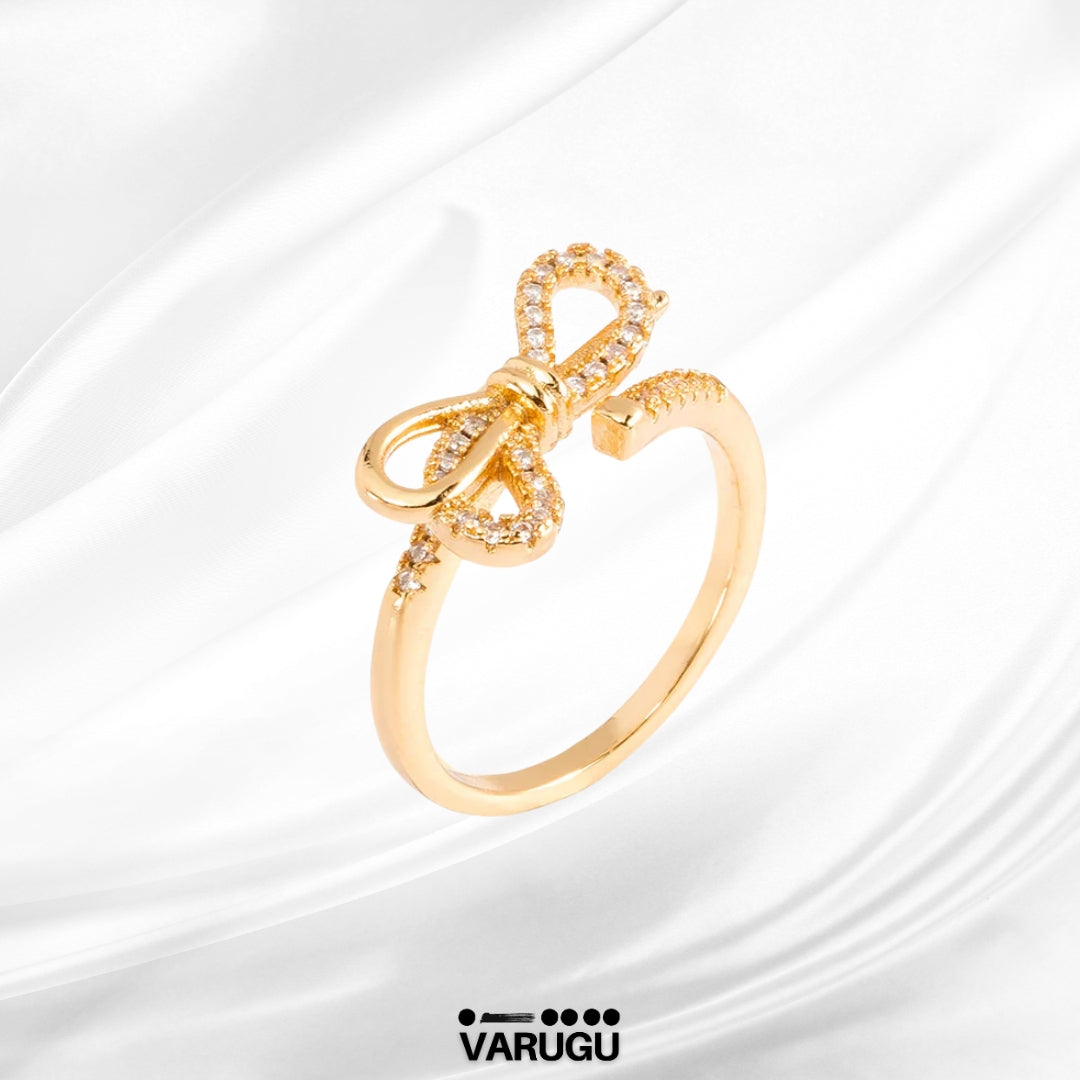 Anillo ajustable moño baño de oro Diamonice