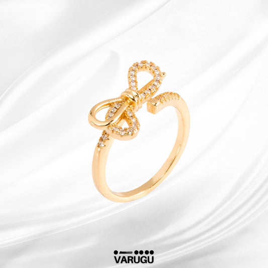 Anillo ajustable moño baño de oro Diamonice