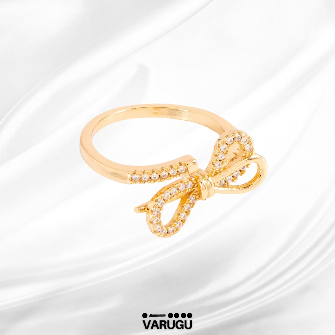Anillo ajustable moño baño de oro Diamonice