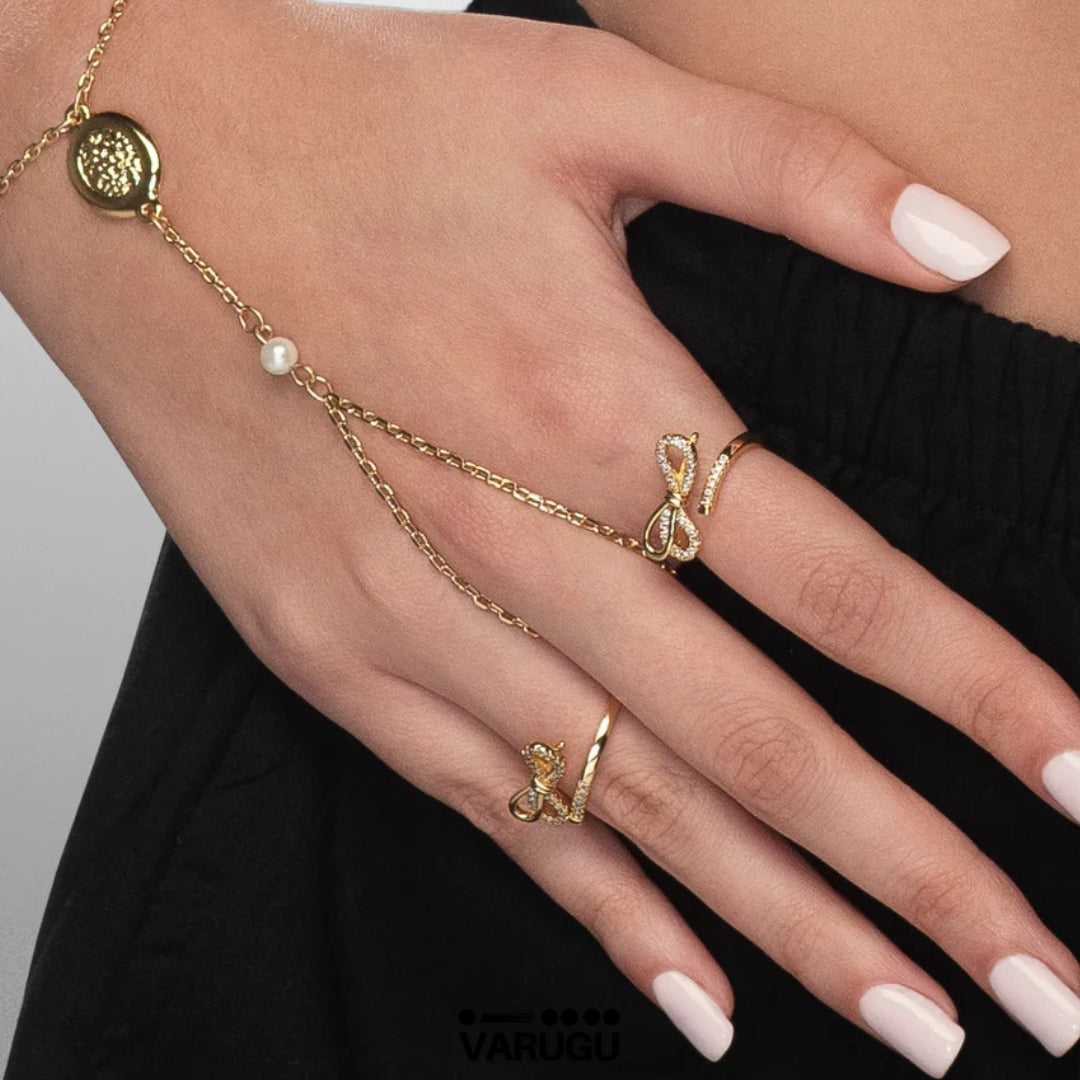Anillo ajustable moño baño de oro Diamonice