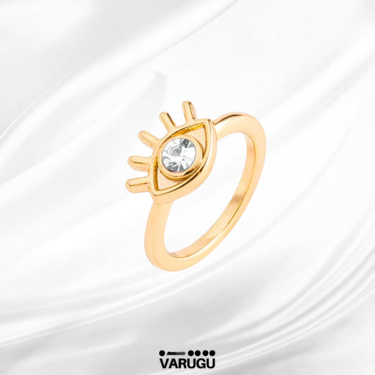 Anillo en baño de oro con diseño de ojo y toque brillante