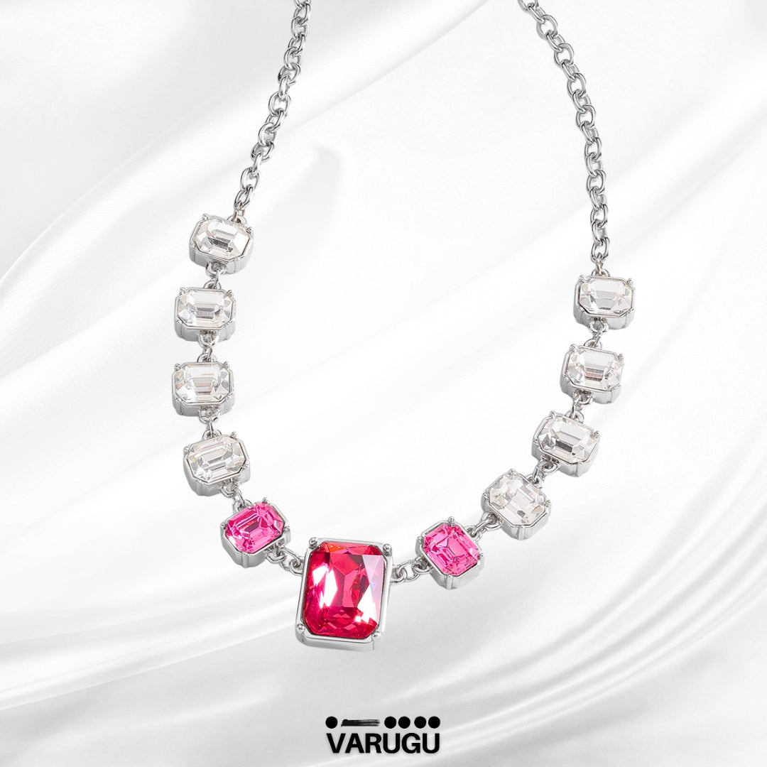 Collar baño platino con cristales rosa -  Paris Hilton
