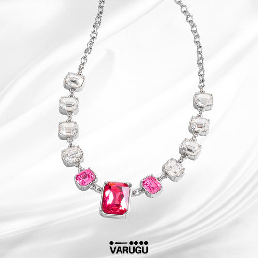 Collar baño platino con cristales rosa -  Paris Hilton