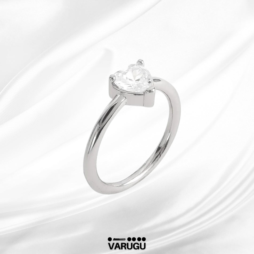 Anillo en baño de platino con corazón piedra Diamonice