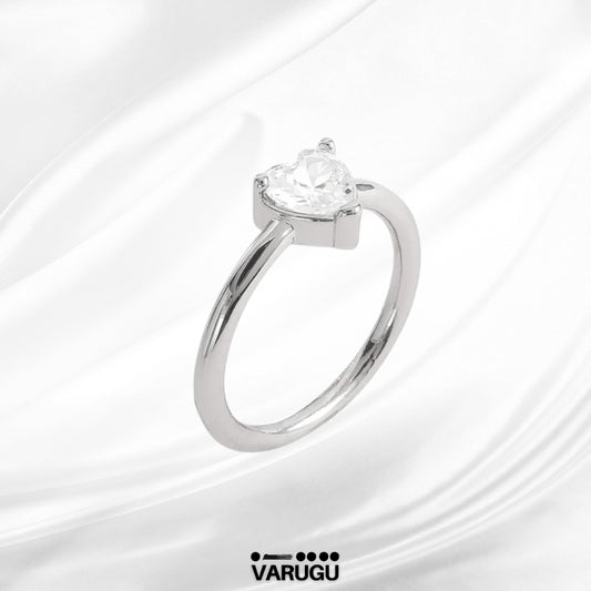 Anillo en baño de platino con corazón piedra Diamonice