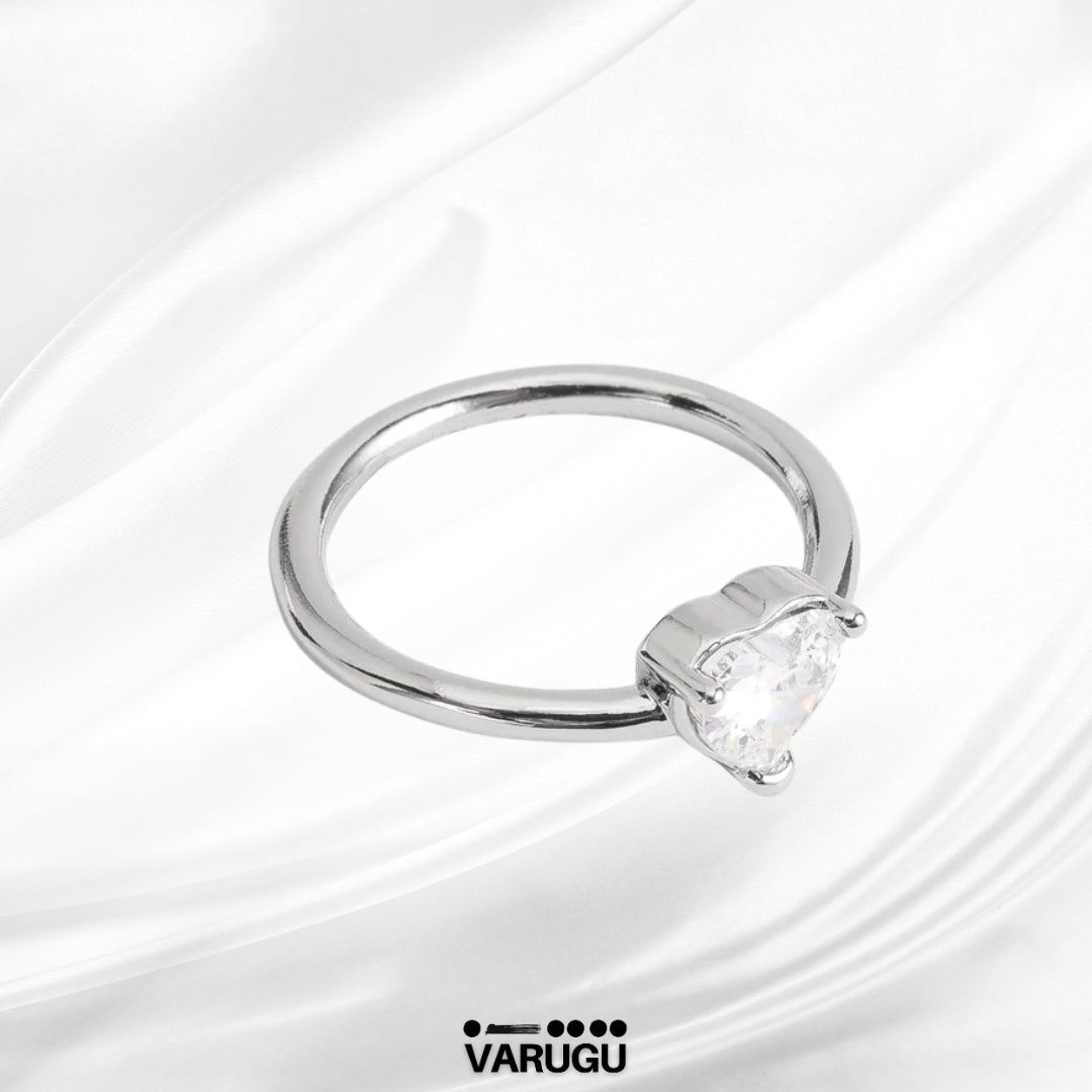 Anillo en baño de platino con corazón piedra Diamonice