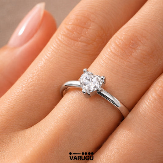 Anillo en baño de platino con corazón piedra Diamonice