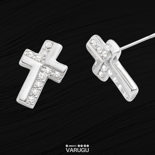 Aretes de cruz en Plata