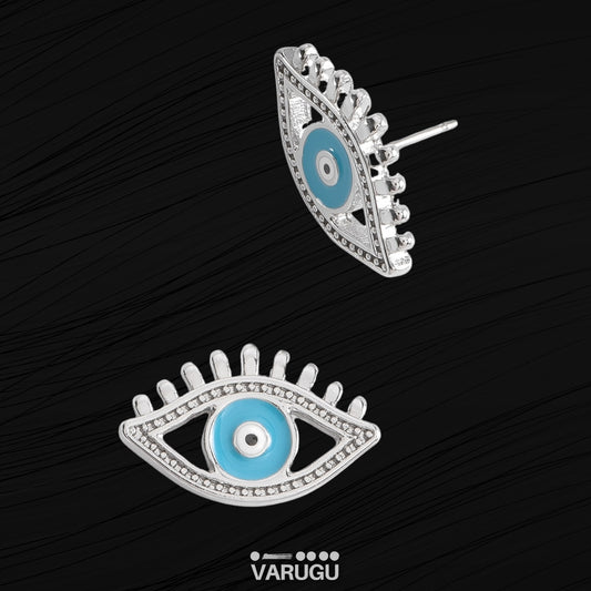 Aretes de ojo turco en azul - Poste