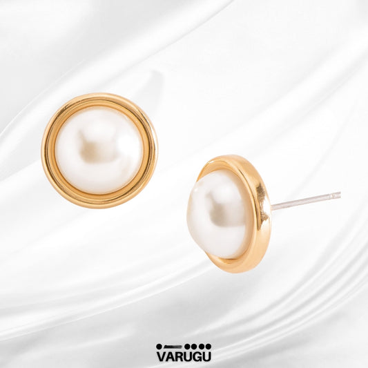 Aretes perla medianos para mujer
