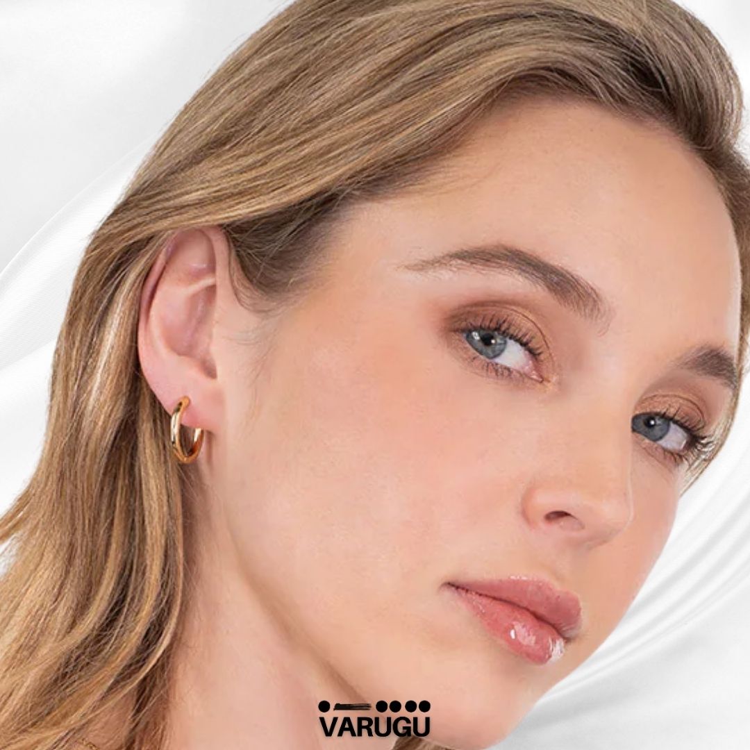Aretes de aro clásico en baño de oro