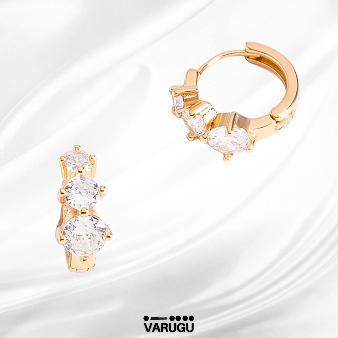Aretes con toque brillante en baño de oro