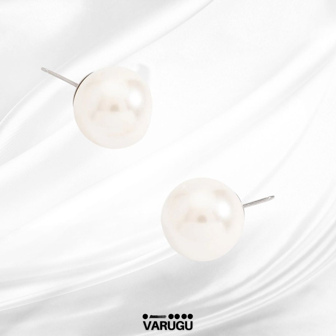 Aretes con perla en baño de platino