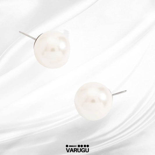 Aretes con perla en baño de platino