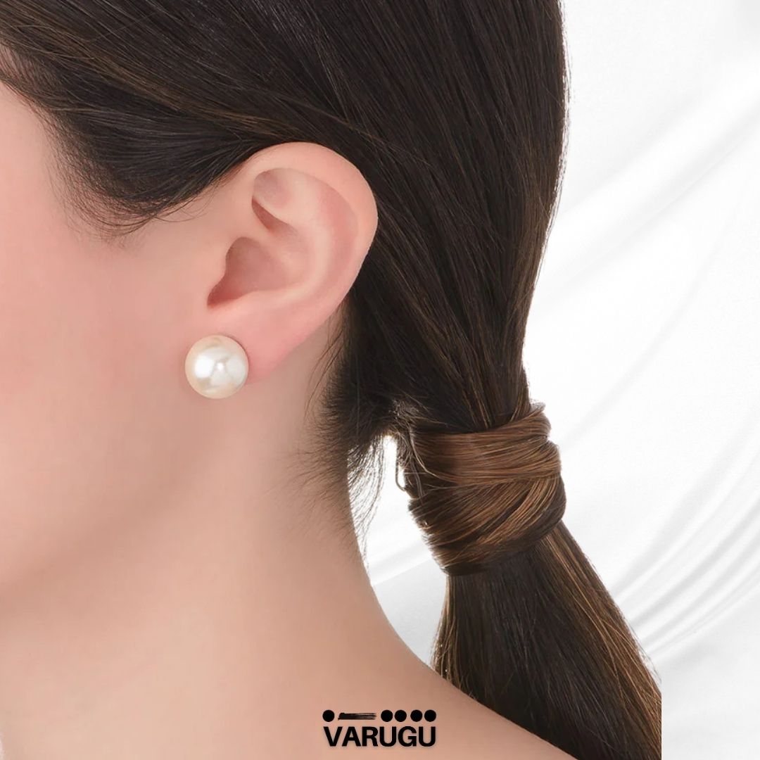 Aretes con perla en baño de platino
