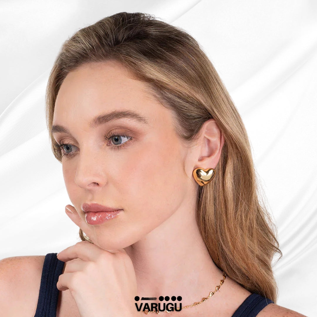 Aretes corazón baño de oro