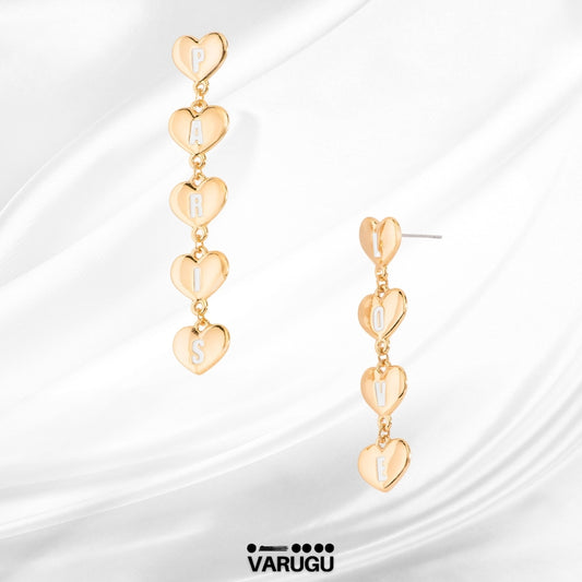 Aretes largos con corazón - Paris Hilton