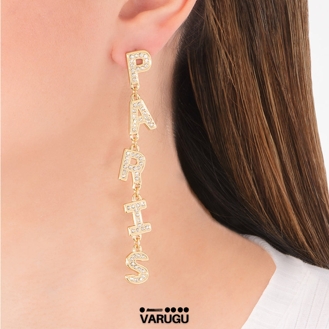 Aretes largos oro - Paris Love