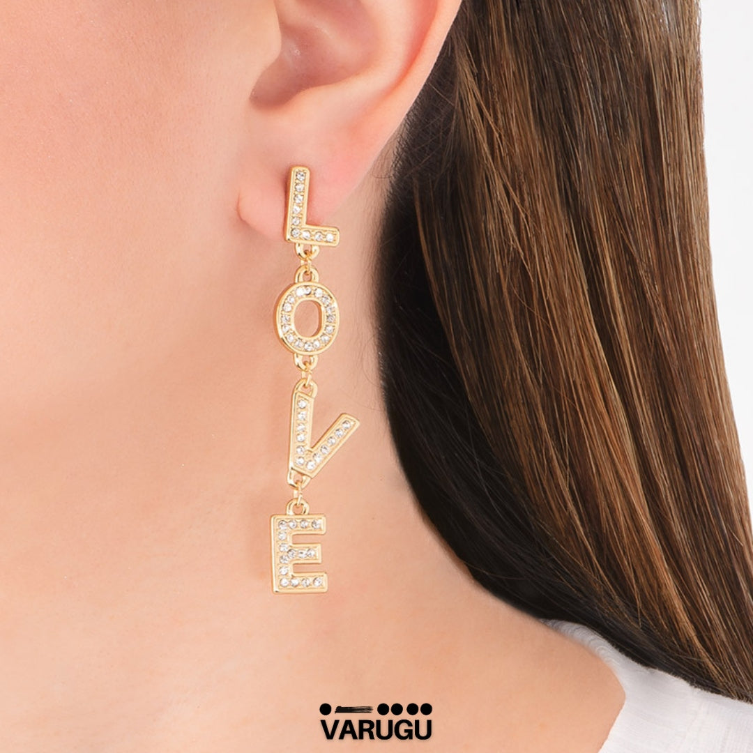 Aretes largos oro - Paris Love
