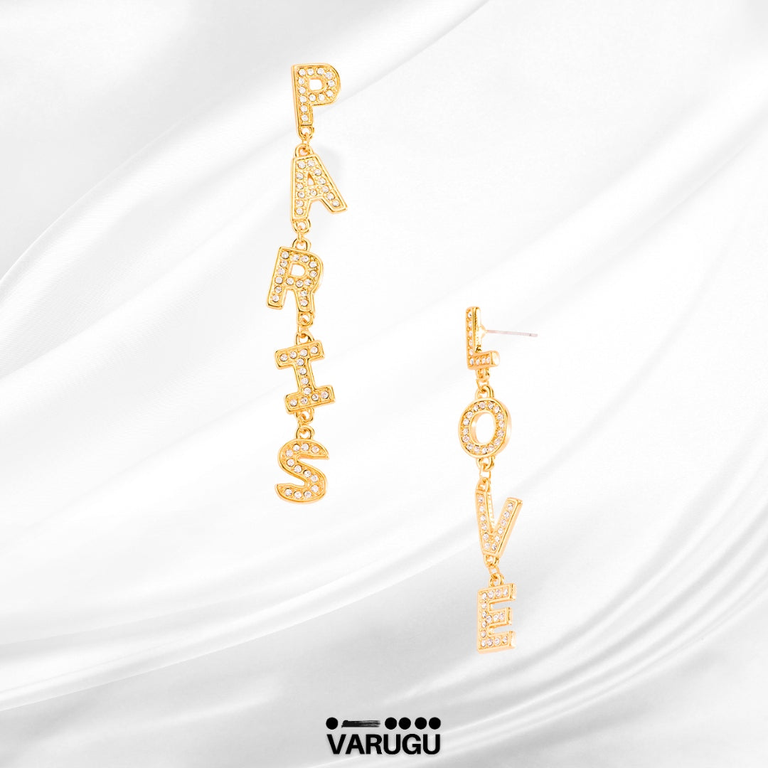 Aretes largos oro - Paris Love