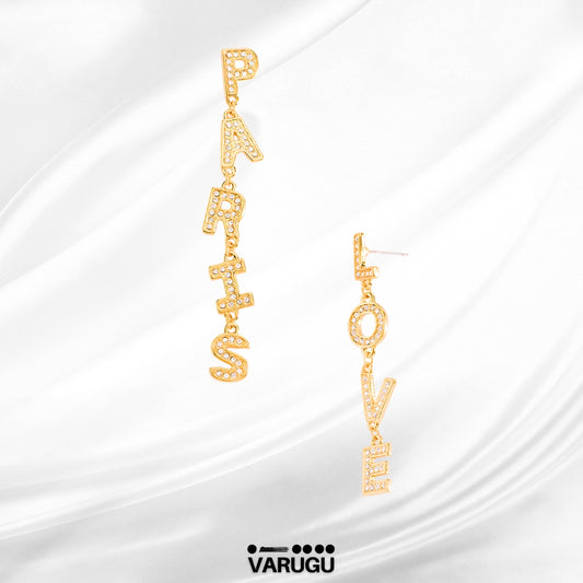 Aretes largos oro - Paris Love