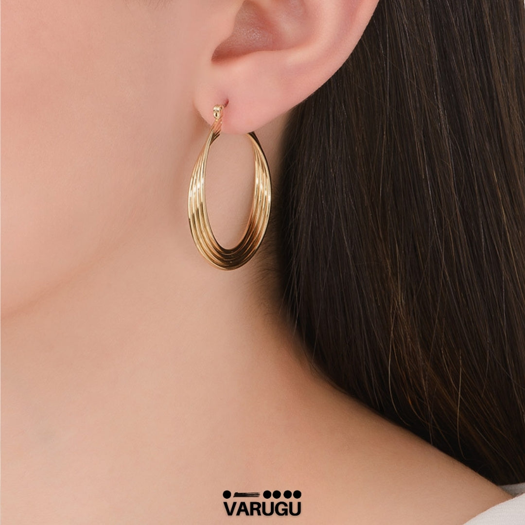 Arracadas de Aros continuos - Baño de Oro