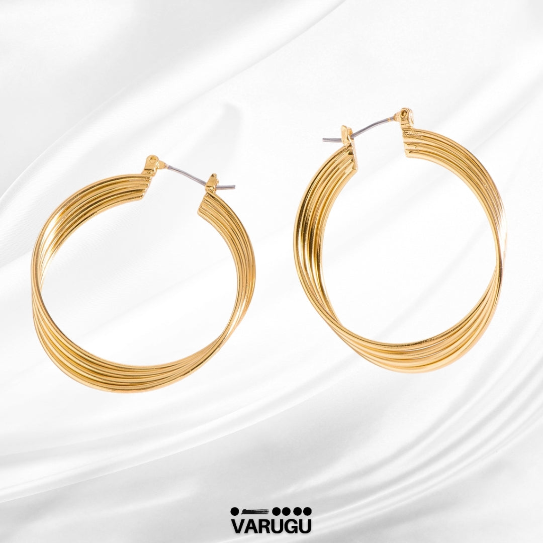 Arracadas de Aros continuos - Baño de Oro