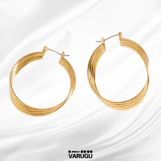 Arracadas de Aros continuos - Baño de Oro