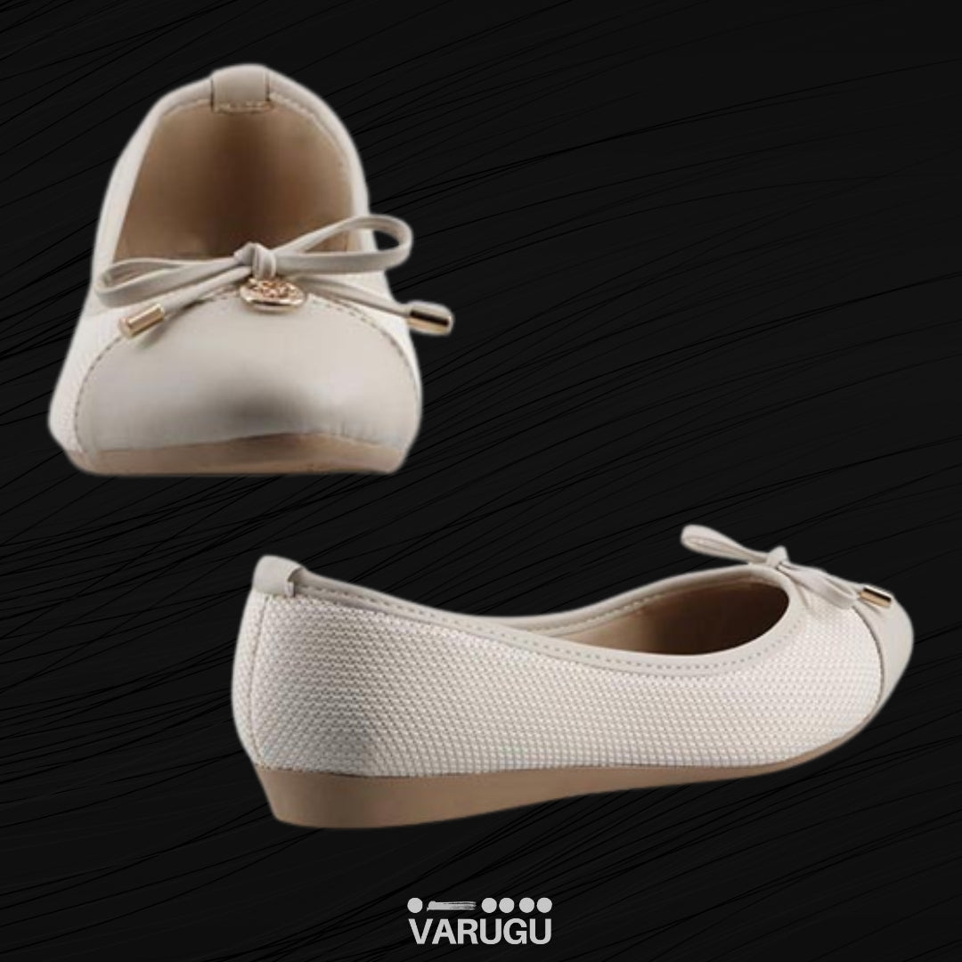 Flats casuales con textura y detalle de moño