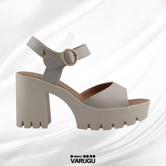 Zapatillas latte tacón grueso