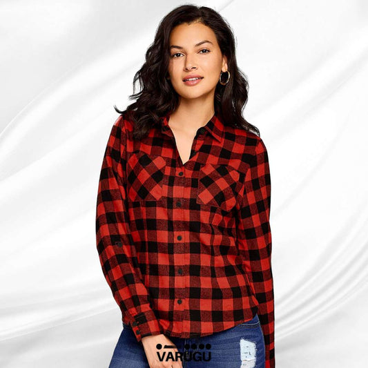 Camisa tipo vaquera roja y negra con cuadros