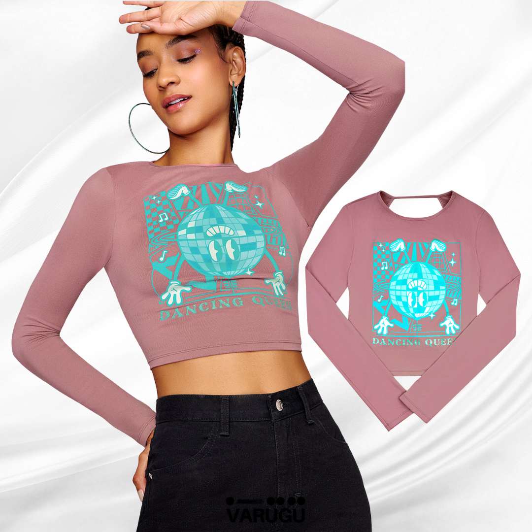 Blusa escotada rosa manga larga