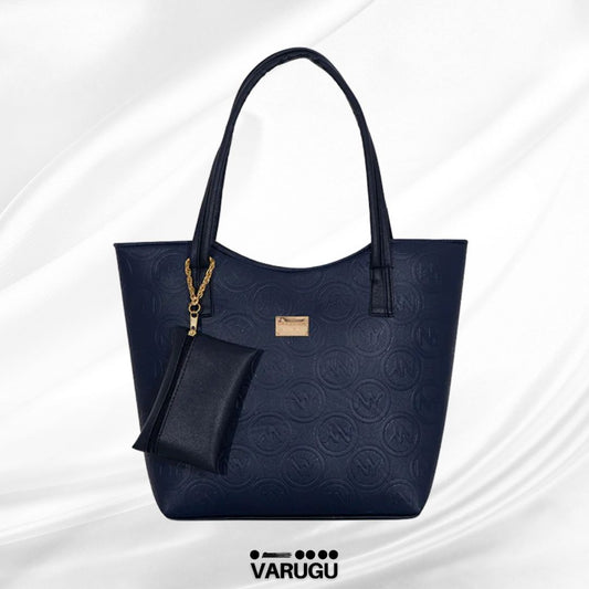 Bolsa azul marino con textura circular