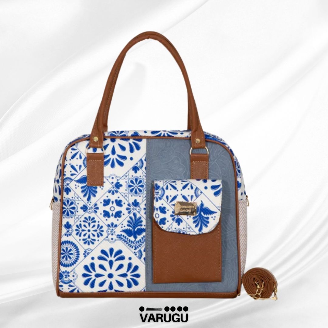Bolsa azul cielo con estampado de flores
