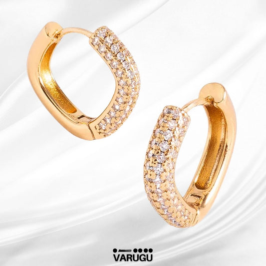 Aretes con pavé de piedras cristal en baño de oro