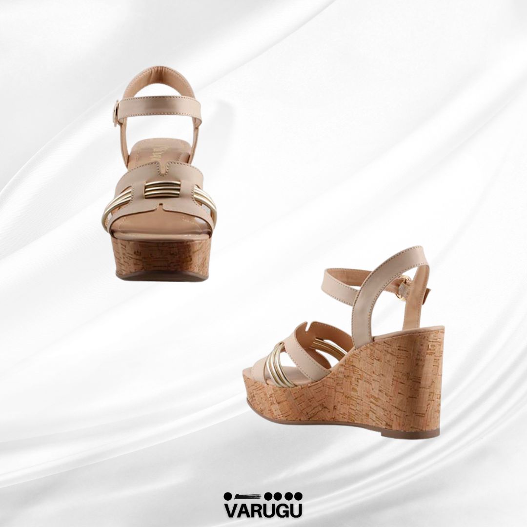 Zapatilla tacón corrido beige