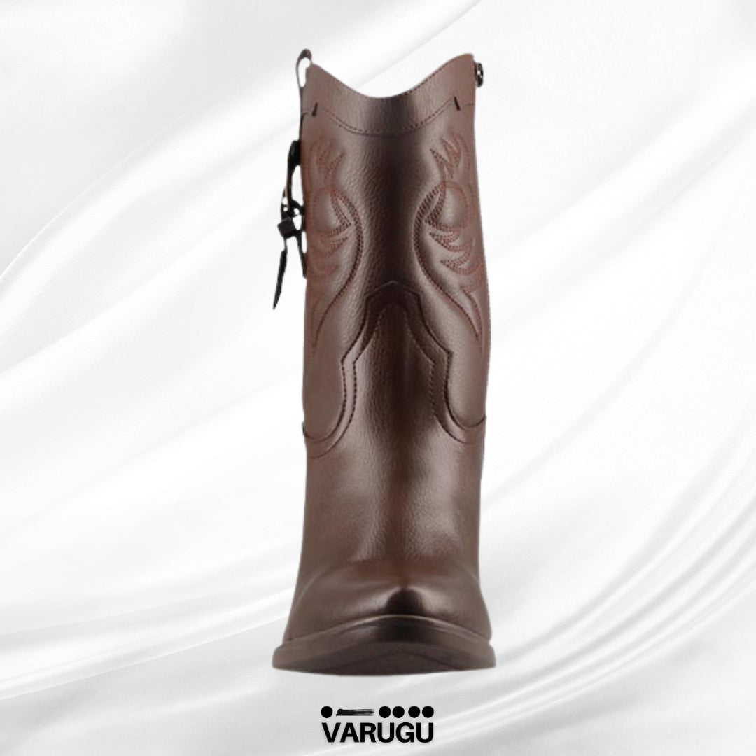 Botas café estilo vaquero con diseño mujer