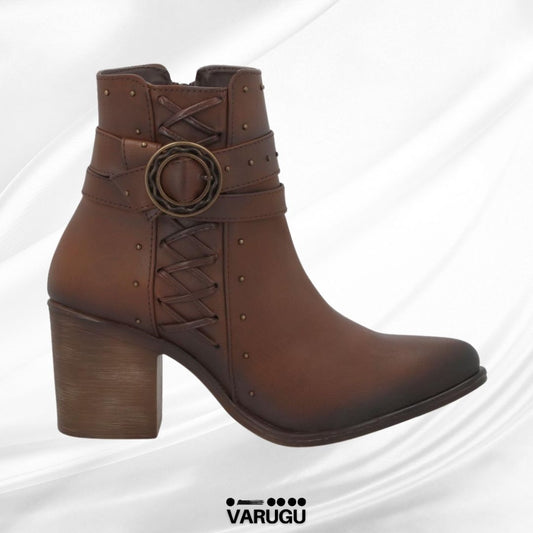Botines café con diseño chulo para mujer